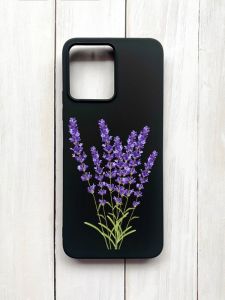 Матовий чохол на Xiaomi Redmi 12 Чорний :: Лаванда (принт 28)