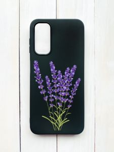 Матовий чохол на Samsung Galaxy A14 5G Чорний :: Лаванда (принт 28)
