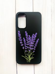 Матовий чохол на Samsung Galaxy A15 (A155) Чорний :: Лаванда (принт 28)
