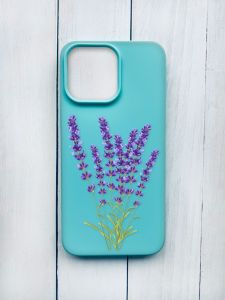 Матовий чохол на iPhone 15 Pro Max Бірюзовий :: Лаванда (принт 28)