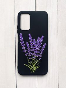 Матовий чохол на Xiaomi Redmi 9T Чорний :: Лаванда (принт 28)
