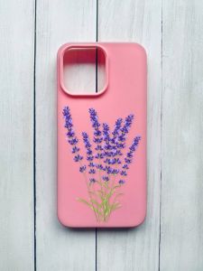 Матовий чохол на iPhone 15 Pro Max Рожевий :: Лаванда (принт 28)