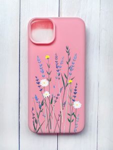 Матовий чохол на iPhone 15 Plus Рожевий :: Польові квіти (принт 270)