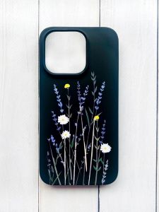 Матовий чохол на iPhone 15 Plus Чорний :: Польові квіти (принт 270)