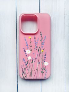 Матовий чохол на iPhone 15 Pro Рожевий :: Польові квіти (принт 270)