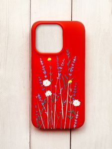 Матовий чохол на iPhone 15 Pro Червоний :: Польові квіти (принт 270)