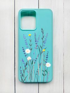 Матовий чохол на Xiaomi Redmi 12 Бірюзовий :: Польові квіти (принт 270)