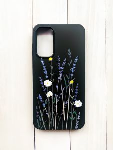 Матовий чохол на Samsung Galaxy A15 (A155) Чорний :: Польові квіти (принт 270)