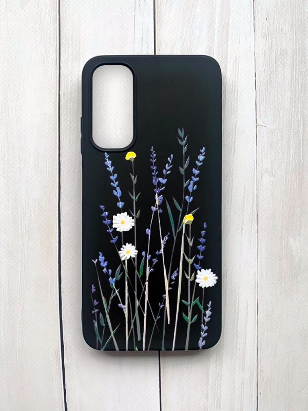 Матовий чохол на Samsung Galaxy A05s (A057) Чорний :: Польові квіти (принт 270)