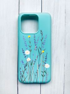 Матовий чохол на Xiaomi Redmi 12C Бірюзовий :: Польові квіти (принт 270)