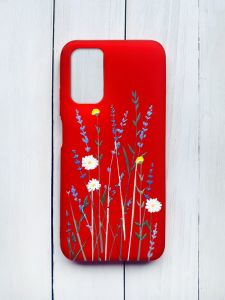Матовий чохол на Xiaomi Redmi 9T Червоний :: Польові квіти (принт 270)
