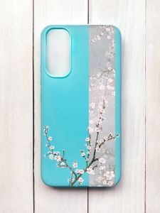 Матовий чохол на Samsung A34 5G Бірюзовий :: Квітуча сакура (принт 285)