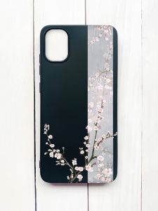 Матовий чохол на Samsung Galaxy A05 (A055) Чорний :: Квітуча сакура (принт 285)