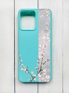 Матовий чохол на Xiaomi Redmi 12 Бірюзовий :: Квітуча сакура (принт 285)