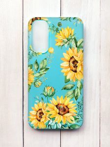 Матовий чохол на Samsung A34 5G Бірюзовий :: Соняхи (принт 288)