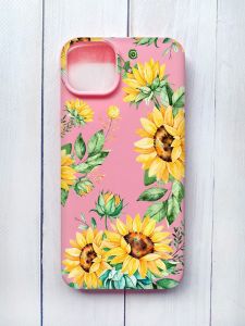 Матовий чохол на iPhone 15 Plus Рожевий :: Соняхи (принт 288)