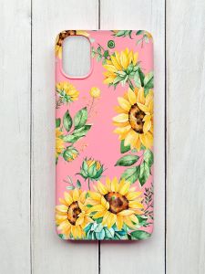 Mатовий чохол на Samsung Galaxy A05 (A055) Рожевий :: Соняхи (принт 288)