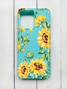 Матовий чохол на Xiaomi Redmi 12 Бірюзовий :: Соняхи (принт 288)