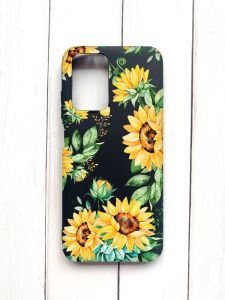 Матовий чохол на Xiaomi Redmi 10 Чорний :: Соняхи (принт 288)