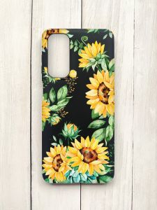 Матовий чохол на Samsung Galaxy M54 Чорний :: Соняхи (принт 288)