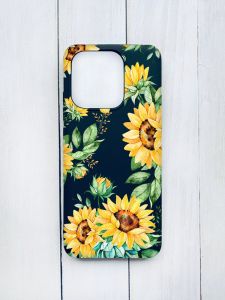 Матовий чохол на Xiaomi Redmi 12C Чорний :: Соняхи (принт 288)