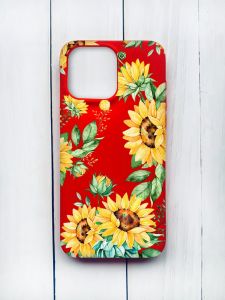 Матовий чохол на iPhone 15 Pro Max Червоний :: Соняхи (принт 288)