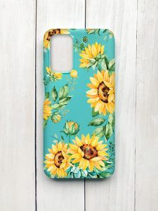 Матовий чохол на Xiaomi Redmi 9T Бірюзовий :: Соняхи (принт 288)