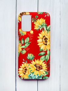 Матовий чохол на Xiaomi Redmi 9T Червоний :: Соняхи (принт 288)