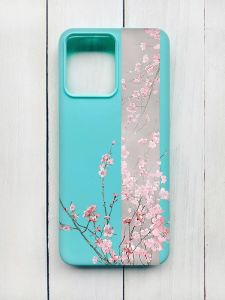 Матовий чохол на Xiaomi Redmi 12 Бірюзовий :: Сакура у цвіті (принт 286)
