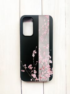 Матовий чохол на Samsung Galaxy A15 (A155) Чорний :: Сакура у цвіті (принт 286)
