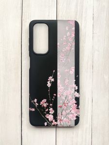 Матовий чохол на Samsung Galaxy M54 Чорний :: Сакура у цвіті (принт 286)