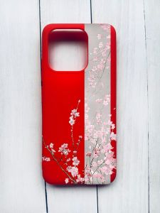 Матовий чохол на Xiaomi Redmi 12C Червоний :: Сакура у цвіті (принт 286)