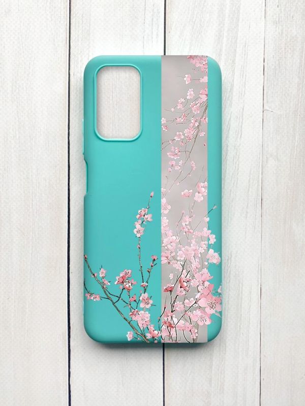 Матовий чохол на Xiaomi Redmi 9T Бірюзовий :: Сакура у цвіті (принт 286)