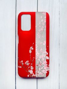 Матовий чохол на Xiaomi Redmi 9T Червоний :: Сакура у цвіті (принт 286)