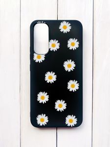 Матовий чохол на Samsung A34 5G Чорний :: Фон ромашки (принт 41)