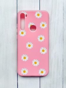 Матовий чохол на Xiaomi Redmi Note 8T Рожевий :: Фон ромашки (принт 41)
