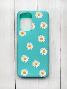 Матовий чохол на Xiaomi Redmi 10 Бірюзовий :: Фон ромашки (принт 41)