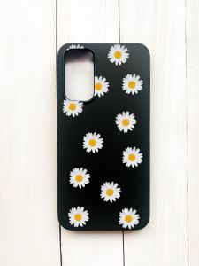 Матовий чохол на Samsung Galaxy A15 (A155) Чорний :: Фон ромашки (принт 41)