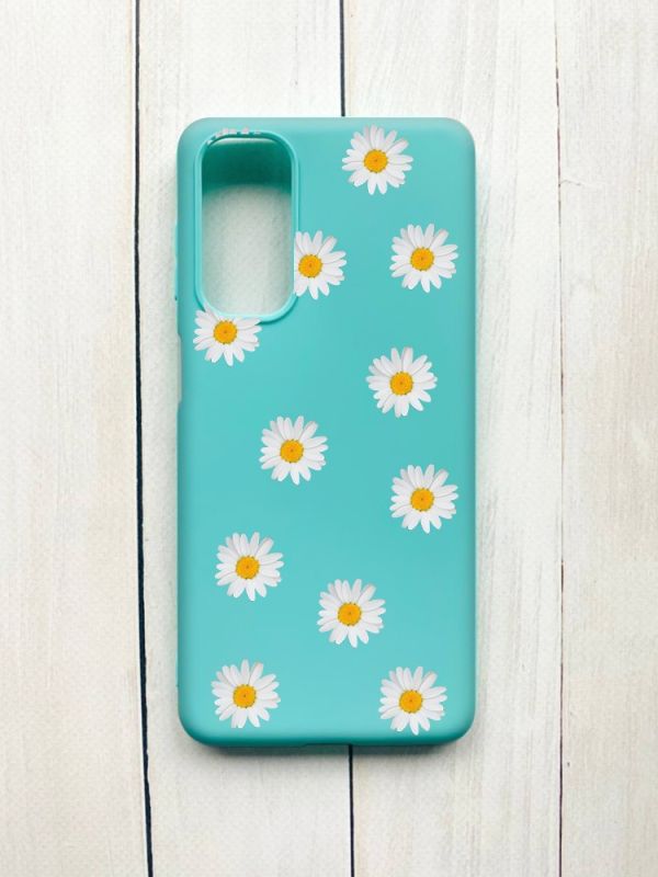 Матовий чохол на Samsung Galaxy M54 Бірюзовий :: Фон ромашки (принт 41)