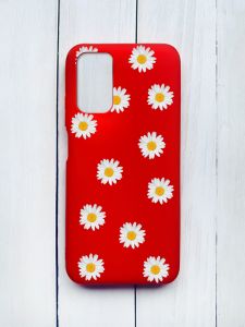 Матовий чохол на Xiaomi Redmi 9T Червоний :: Фон ромашки (принт 41)