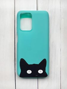 Матовий чохол на Xiaomi Redmi 10 Бірюзовий : Котик (принт 119)