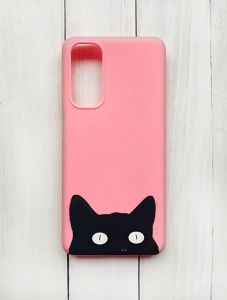 Матовий чохол на Samsung Galaxy M54 Рожевий :: Котик (принт 119)