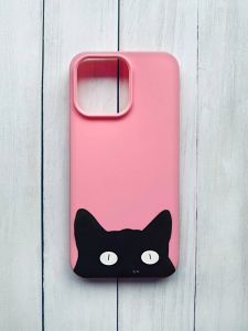 Матовий чохол на iPhone 15 Pro Max Рожевий :: Котик (принт 119)