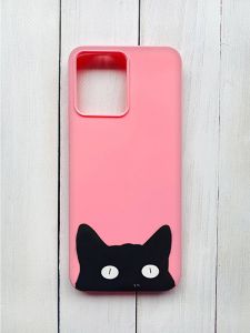 Матовий чохол на Xiaomi Redmi 12 Рожевий :: Котик (принт 119)