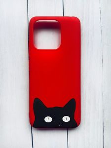 Матовий чохол на Xiaomi Redmi 12C Червоний :: Котик (принт 119)