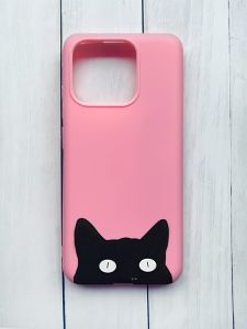 Матовий чохол на Xiaomi Redmi 12C Рожевий :: Котик (принт 119)