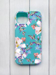Матовий чохол на iPhone 15 Бірюзовий :: Квітковий малюнок (принт 272)
