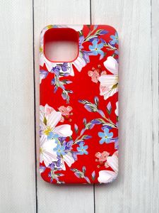 Матовий чохол на iPhone 15 Червоний :: Квітковий малюнок (принт 272)