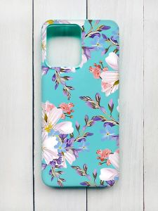 Матовий чохол на Xiaomi Redmi 12 Бірюзовий :: Квітковий малюнок (принт 272)