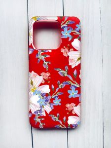 Матовий чохол на Xiaomi Redmi 12C Червоний :: Квітковий малюнок (принт 272)
